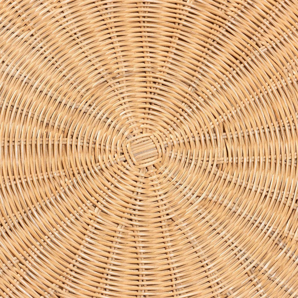 Baxton Studio bali Farrow Bohemian Braided Rattan Dining Table - Handcrafted Light Honey Finish, Pedestal Base Braided-Light Honey Rattan-DT