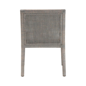 Baxton Studio bali Karis Rattan Dining Chair - Handwoven Wicker Armchair with Mahogany Frame & Removable Cushion Karis-French Grey-DC