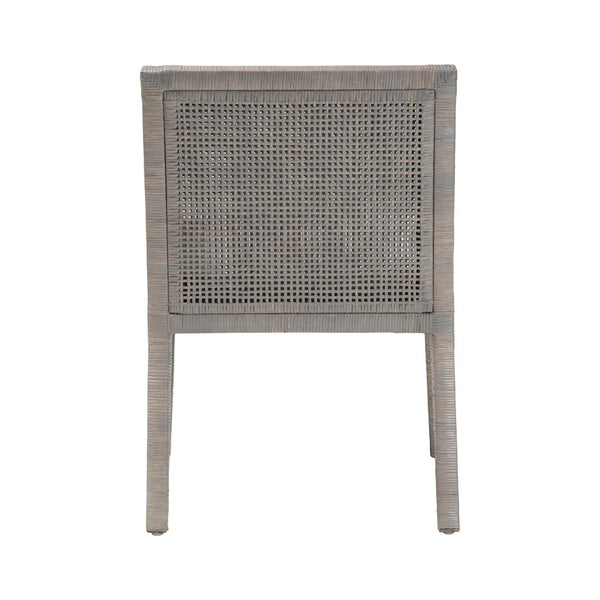 Baxton Studio bali Karis Rattan Dining Chair - Handwoven Wicker Armchair with Mahogany Frame & Removable Cushion Karis-French Grey-DC