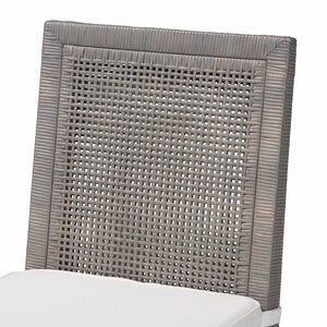 Baxton Studio bali Sofia Rattan Dining Chair - Handwoven Wicker with Cushion, Coastal Boho Style, French Grey Charm Sofia-French Grey-DC