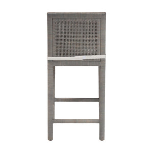 Baxton Studio bali Sofia Rattan Counter Stool - Handwoven Wicker Chair with Mahogany Frame, Coastal Boho Charm Sofia-French Grey-CS