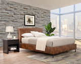 Brown Bed with Faux Leather Platform
