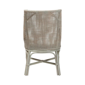 Baxton Studio bali Bali Bella Rattan Dining Chair - Handwoven Coastal Boho Accent Chair with Cushion & High Backrest Bella-French Grey/Rattan-DC
