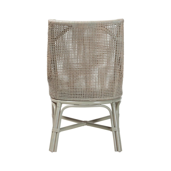 Baxton Studio bali Bali Bella Rattan Dining Chair - Handwoven Coastal Boho Accent Chair with Cushion & High Backrest Bella-French Grey/Rattan-DC
