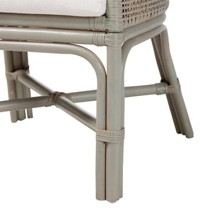 Baxton Studio bali Bali Bella Rattan Dining Chair - Handwoven Coastal Boho Accent Chair with Cushion & High Backrest Bella-French Grey/Rattan-DC