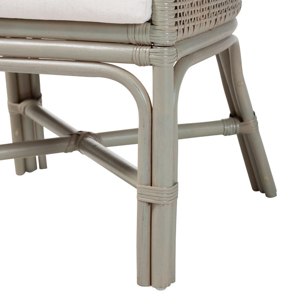 Baxton Studio bali Bali Bella Rattan Dining Chair - Handwoven Coastal Boho Accent Chair with Cushion & High Backrest Bella-French Grey/Rattan-DC