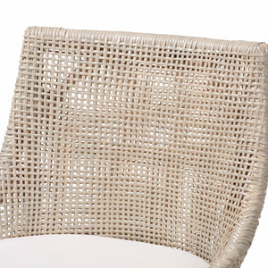 Baxton Studio bali Bali Bella Rattan Swivel Bar Stool with Cushion - Handwoven Coastal Chair for Dining & Relaxation Bella-French Grey/Rattan-BS