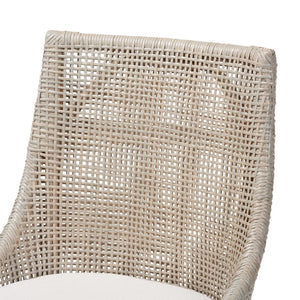 Baxton Studio bali Bella Swivel Rattan Counter Stool – Handwoven Kitchen Island Seating with Cushion & Footrests Bella-French Grey/Rattan-CS