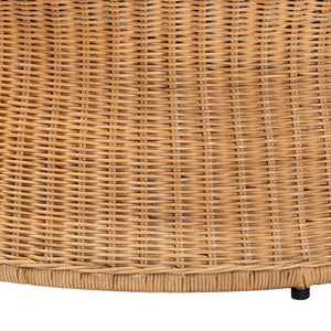 Baxton Studio bali Caroline Round Natural Rattan Coffee Table - Handcrafted Drum Accent for Living Room & Sunroom Charlote-Light Honey Rattan-Large-CT