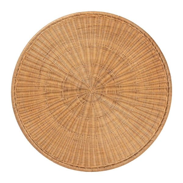 Baxton Studio bali Caroline Round Natural Rattan Coffee Table - Handcrafted Drum Accent for Living Room & Sunroom Charlote-Light Honey Rattan-Large-CT