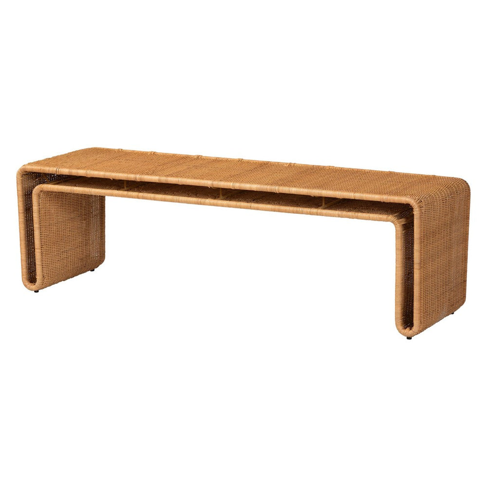 Baxton Studio bali Nevada Bohemian Rattan Accent Bench - Light Honey, Handcrafted, Stylish Entryway & Living Room Piece Nevada-Light Honey Rattan-Bench