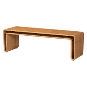 Baxton Studio bali Nevada Bohemian Rattan Accent Bench - Light Honey, Handcrafted, Stylish Entryway & Living Room Piece Nevada-Light Honey Rattan-Bench