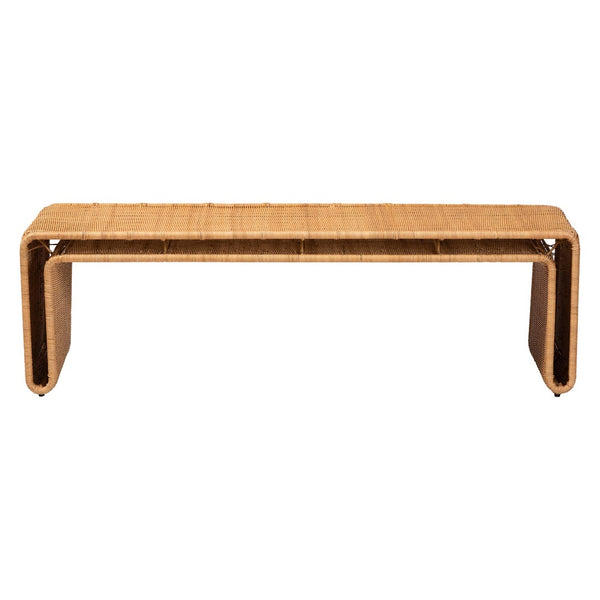 Baxton Studio bali Nevada Bohemian Rattan Accent Bench - Light Honey, Handcrafted, Stylish Entryway & Living Room Piece Nevada-Light Honey Rattan-Bench