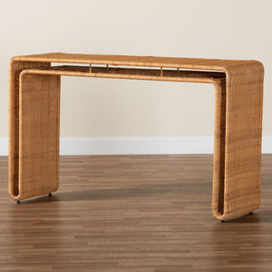 Baxton Studio bali Nevada Bohemian Rattan Console Table – Handcrafted Entryway Accent with Natural Texture & Style Nevada-Light Honey Rattan-Console Table
