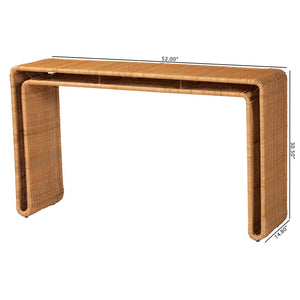 Baxton Studio bali Nevada Bohemian Rattan Console Table – Handcrafted Entryway Accent with Natural Texture & Style Nevada-Light Honey Rattan-Console Table