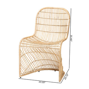 Baxton Studio bali Rosalba Bohemian Rattan Dining Chair Set - 2-Piece S-Curve Design for Indoor & Outdoor Use S-Curve Decor-Light Honey Rattan-DC