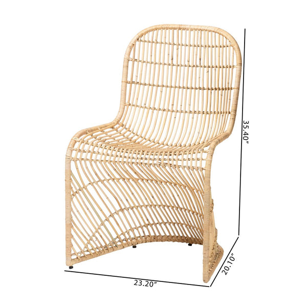 Baxton Studio bali Rosalba Bohemian Rattan Dining Chair Set - 2-Piece S-Curve Design for Indoor & Outdoor Use S-Curve Decor-Light Honey Rattan-DC
