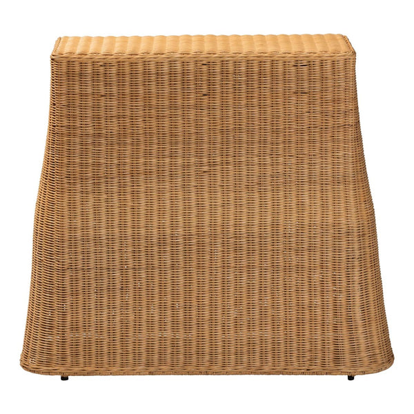 Baxton Studio bali Palm Scallop Natural Rattan Console Table - Handwoven Accent for Coastal Boho Home Décor 36" Palm-Small-Light Honey Rattan-Console Table