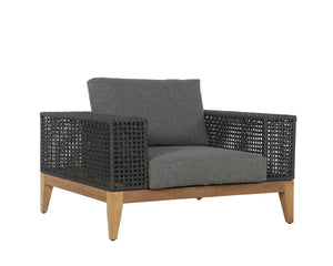 Sunpan SALERNO Armchair - Contemporary Gracebay Grey Lounge Chair with Teak Frame for Indoor & Outdoor Use 109513