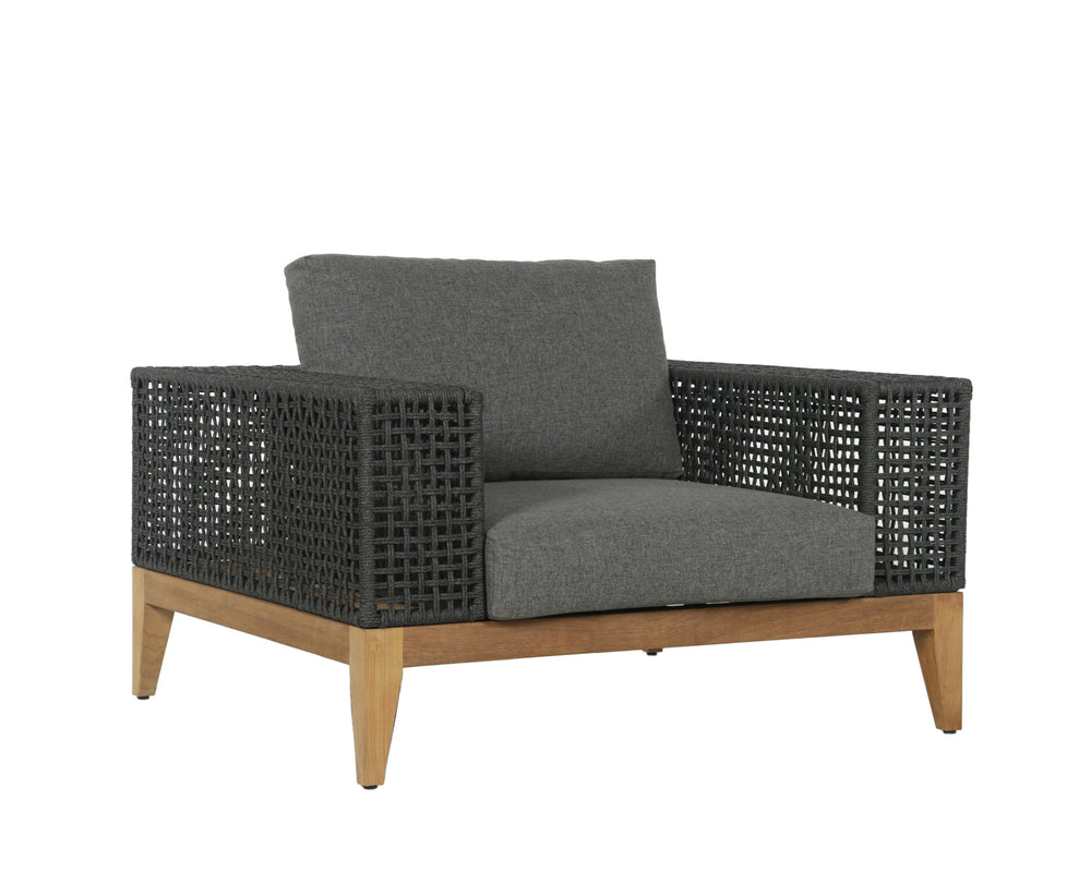 Sunpan Salerno Outdoor Armchair - Sophisticated Teak Wood Design with Weather-Resistant Fabric for Relaxation Gracebay Grey