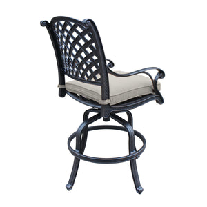 English Elm Cast Aluminum Counter Stools Set Of 2 With Swivel Seats And All-Weather Cushions For Outdoor Relaxation B010P278348