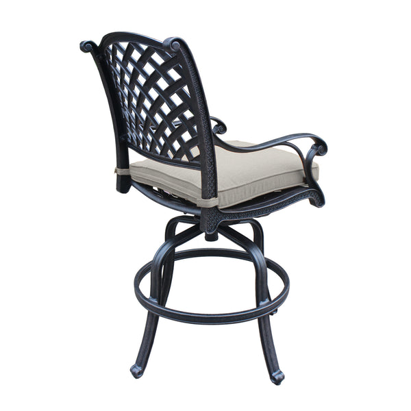 English Elm Cast Aluminum Counter Stools Set Of 2 With Swivel Seats And All-Weather Cushions For Outdoor Relaxation B010P278348