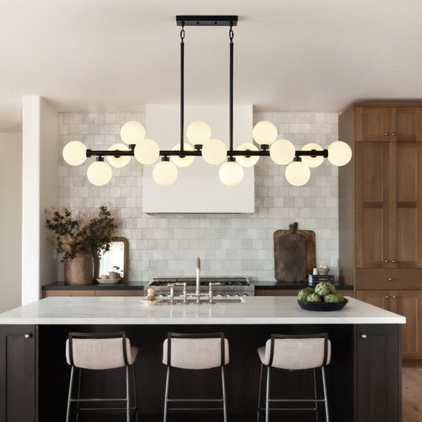 English Elm Pendant Lamp 16 Opal Seeded Glass Shades Gold Frame Farmhouse Dining Island Light Matte Black W5008P466518