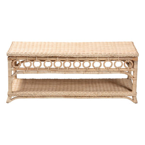 Baxton Studio bali Oxford Braided Rattan Coffee Table - Coastal Boho Accent with Open Shelf & Artisan Detailing WS121-Natural-Rattan-CT