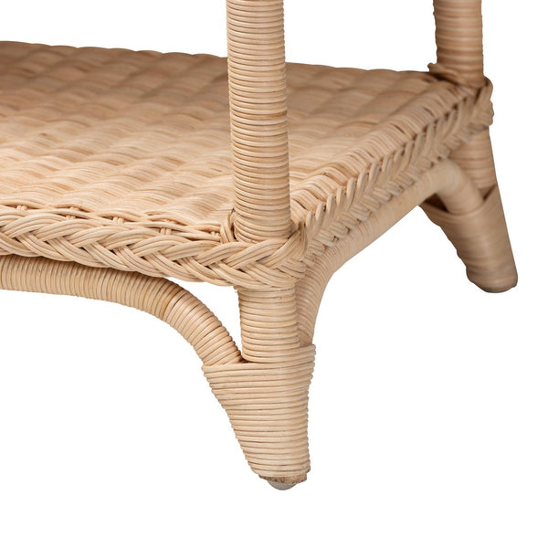 Baxton Studio bali Oxford Braided Natural Rattan Console Table – Chic Coastal Boho Entryway Accent with Open Shelf WS120-Natural-Rattan-Console Table