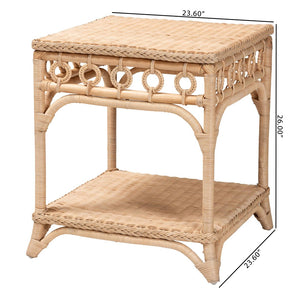 Baxton Studio bali Oxford Braided Rattan End Table – Handcrafted Coastal Accent Table with Open Shelf & Unique Design WS119-Natural-Rattan-ET