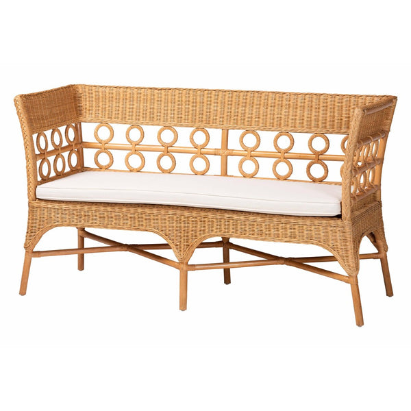 Baxton Studio bali Bali Oxford Bohemian Rattan 3-Piece Living Room Chair Set with Cushions – Handcrafted & Stylish Oxford-Light Honey Rattan-3PC Set