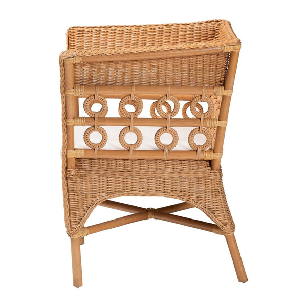 Baxton Studio bali Oxford Bohemian Light Honey Rattan Arm Chair – Handcrafted Comfort for Chic Living Spaces Oxford-Light Honey Rattan-CC