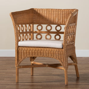 Baxton Studio bali Oxford Bohemian Light Honey Rattan Arm Chair – Handcrafted Comfort for Chic Living Spaces Oxford-Light Honey Rattan-CC