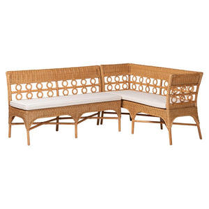 Baxton Studio bali Oxford Bohemian Light Honey Rattan Dining Nook Bench Set – Handcrafted Comfort & Style! Oxford-Light Honey Rattan-2PC Bench Set