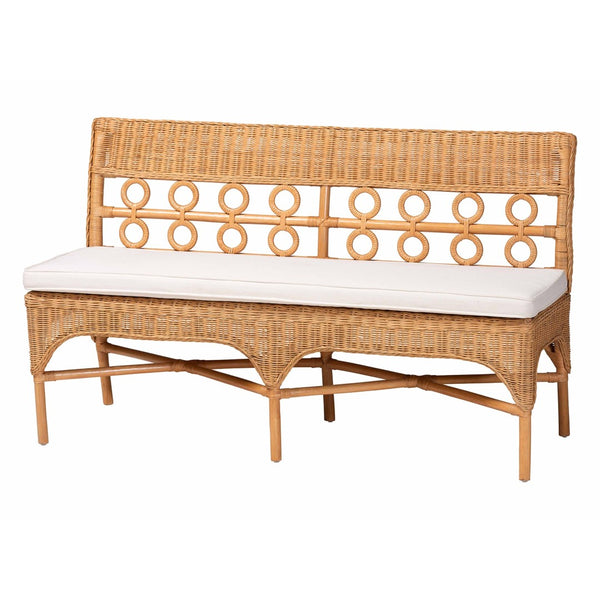 Baxton Studio bali Bali Monica Bohemian 3-Piece Rattan Dining Nook Set – Handcrafted Sunlit Elegance for Cozy Meals Monica-3PC Dining Nook Set
