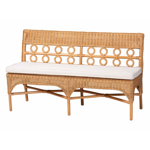 Baxton Studio bali Matilde Bohemian 3-Piece Dining Nook Set - Handcrafted Light Honey Rattan with Unique Design Matilde-3PC Dining Nook Set