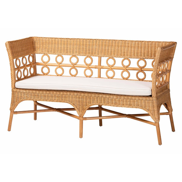 Baxton Studio bali Matilde Bohemian 3-Piece Dining Nook Set - Handcrafted Light Honey Rattan with Unique Design Matilde-3PC Dining Nook Set