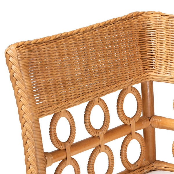 Baxton Studio bali Matilde Bohemian 3-Piece Dining Nook Set - Handcrafted Light Honey Rattan with Unique Design Matilde-3PC Dining Nook Set