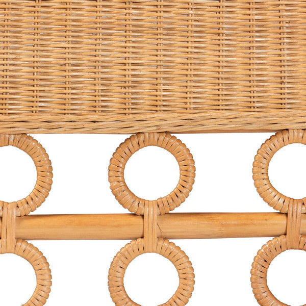 Baxton Studio bali Bali Oxford Bohemian Rattan Dining Bench with Armrests – Handcrafted Comfort & Unique Style! Oxford-Light Honey Rattan-Arm-Bench