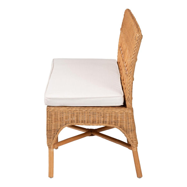 Baxton Studio bali Oxford Bohemian Rattan Dining Bench – Handcrafted Comfort with Removable Cushion, Assembled! Oxford-Light Honey Rattan-Armless-Bench
