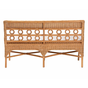 Baxton Studio bali Oxford Bohemian Rattan Dining Bench – Handcrafted Comfort with Removable Cushion, Assembled! Oxford-Light Honey Rattan-Armless-Bench