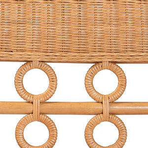 Baxton Studio bali Oxford Bohemian Rattan Dining Bench – Handcrafted Comfort with Removable Cushion, Assembled! Oxford-Light Honey Rattan-Armless-Bench