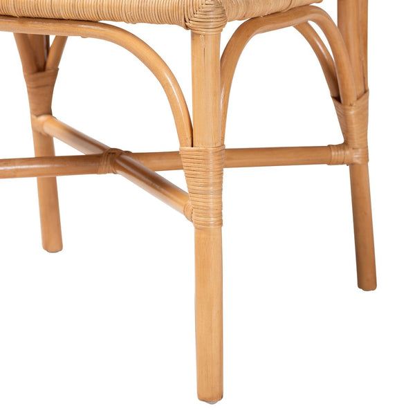 Baxton Studio bali Oxford Round Back Rattan Dining Chair Set of 2 - Handcrafted Eco-Friendly Cane Chairs for Boho Spaces Oxford-Light Honey Rattan-DC