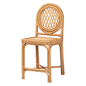 Baxton Studio bali Oxford Rattan Counter Stool - Handwoven Coastal Chair with Open Lattice Design for Kitchen Islands Oxford-Light Honey Rattan-CS