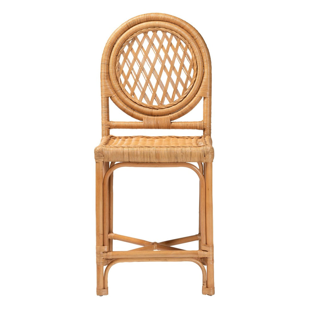 Baxton Studio bali Oxford Rattan Counter Stool - Handwoven Coastal Chair with Open Lattice Design for Kitchen Islands Oxford-Light Honey Rattan-CS