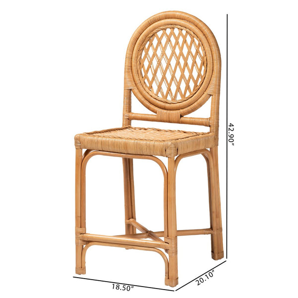 Baxton Studio bali Oxford Rattan Counter Stool - Handwoven Coastal Chair with Open Lattice Design for Kitchen Islands Oxford-Light Honey Rattan-CS