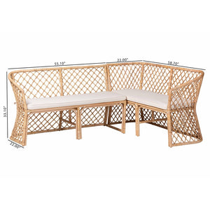 Baxton Studio bali Bali Aysi Bohemian Light Honey Rattan 2-Piece Dining Nook Bench Set for Cozy, Stylish Comfort Aysi-Light Honey Rattan-2PC Bench Set