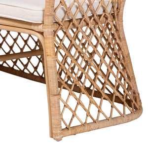 Baxton Studio bali Ellard Bohemian Light Honey Rattan 3-Piece Dining Nook Set – Cozy, Handcrafted & Fully Assembled! Aysi/Braided-3PC Dining Set