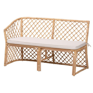 Baxton Studio bali Frayne Bohemian Light Honey Rattan 3-Piece Dining Nook Set - Stylish, Sustainable & Cozy Design Aysi/Palm Short-3PC Dining Set