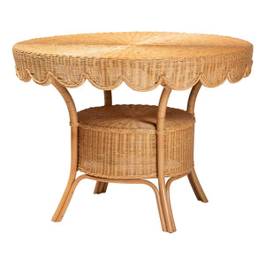 Baxton Studio bali Frayne Bohemian Light Honey Rattan 3-Piece Dining Nook Set - Stylish, Sustainable & Cozy Design Aysi/Palm Short-3PC Dining Set
